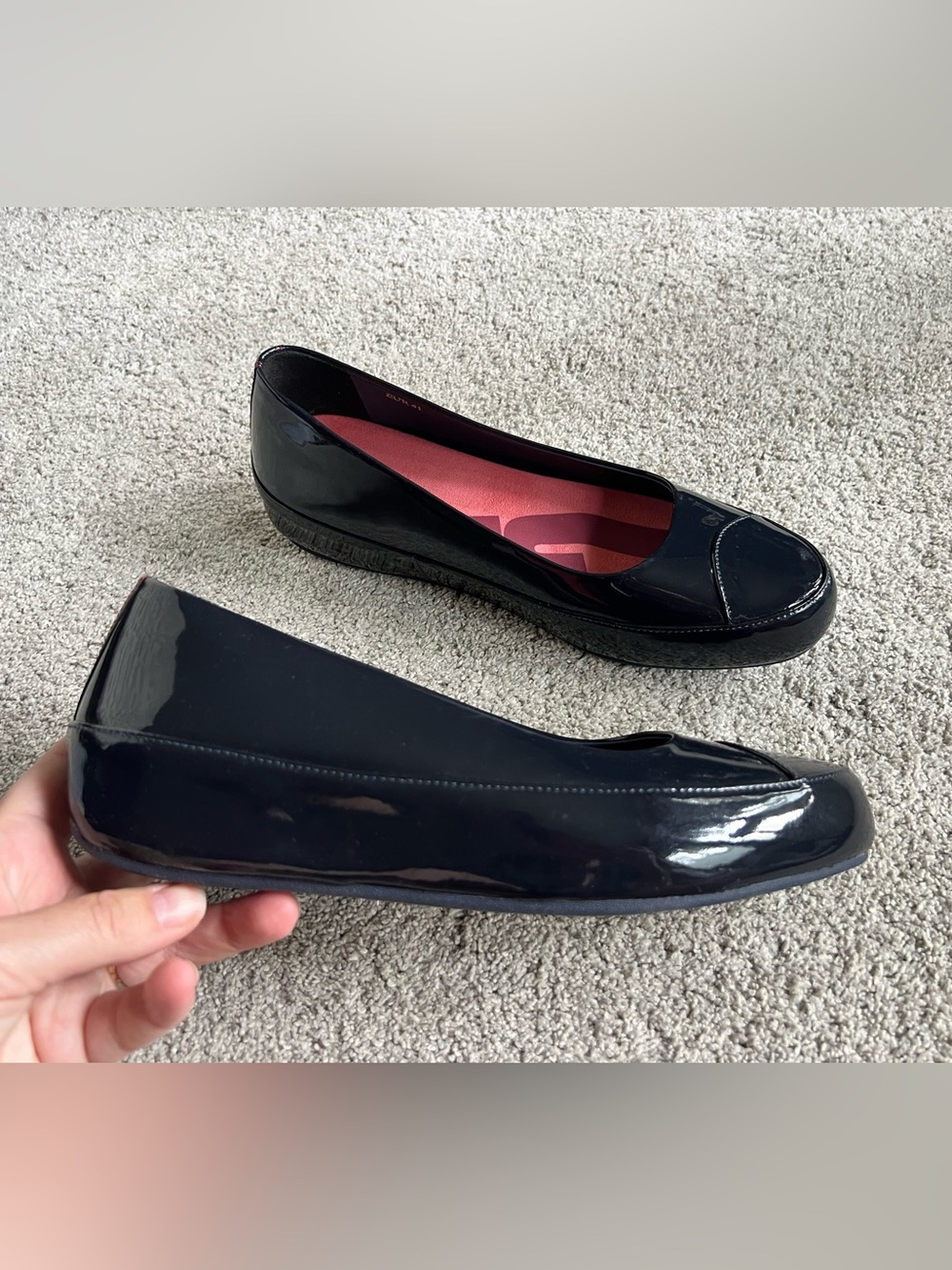 FitFlop Due Patent Ballerina Size 41 / 9 Navy Leather Platform Ballet Flat
